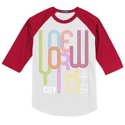 New York City Retro 80s Style Kids Colorblock Raglan Jersey