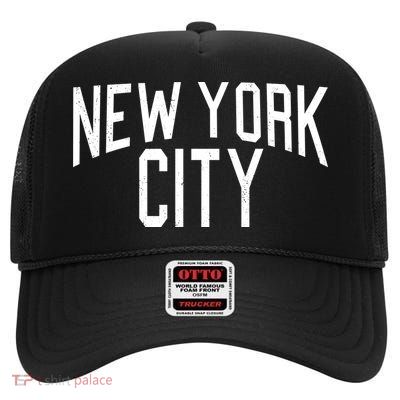 New York City Simple Logo High Crown Mesh Back Trucker Hat