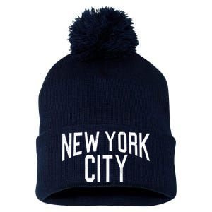 New York City Simple Logo Pom Pom 12in Knit Beanie