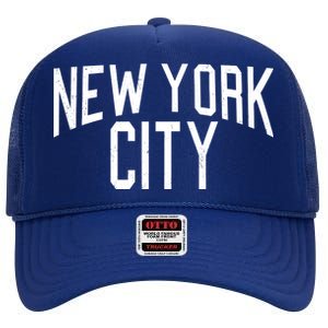 New York City Simple Logo High Crown Mesh Back Trucker Hat