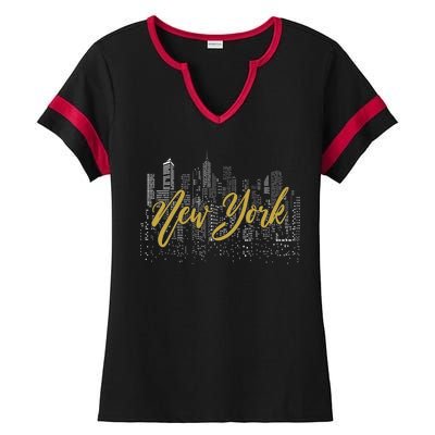 New York City Skyline  Buildings Ladies Halftime Notch Neck Tee