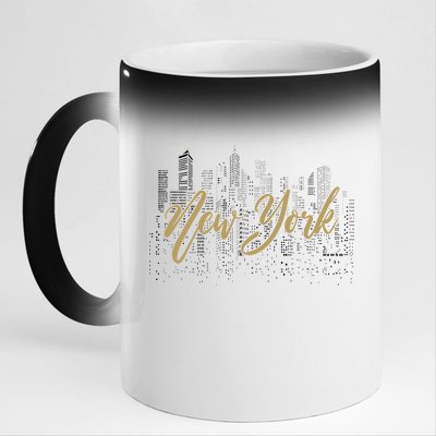 New York City Skyline  Buildings 11oz Black Color Changing Mug