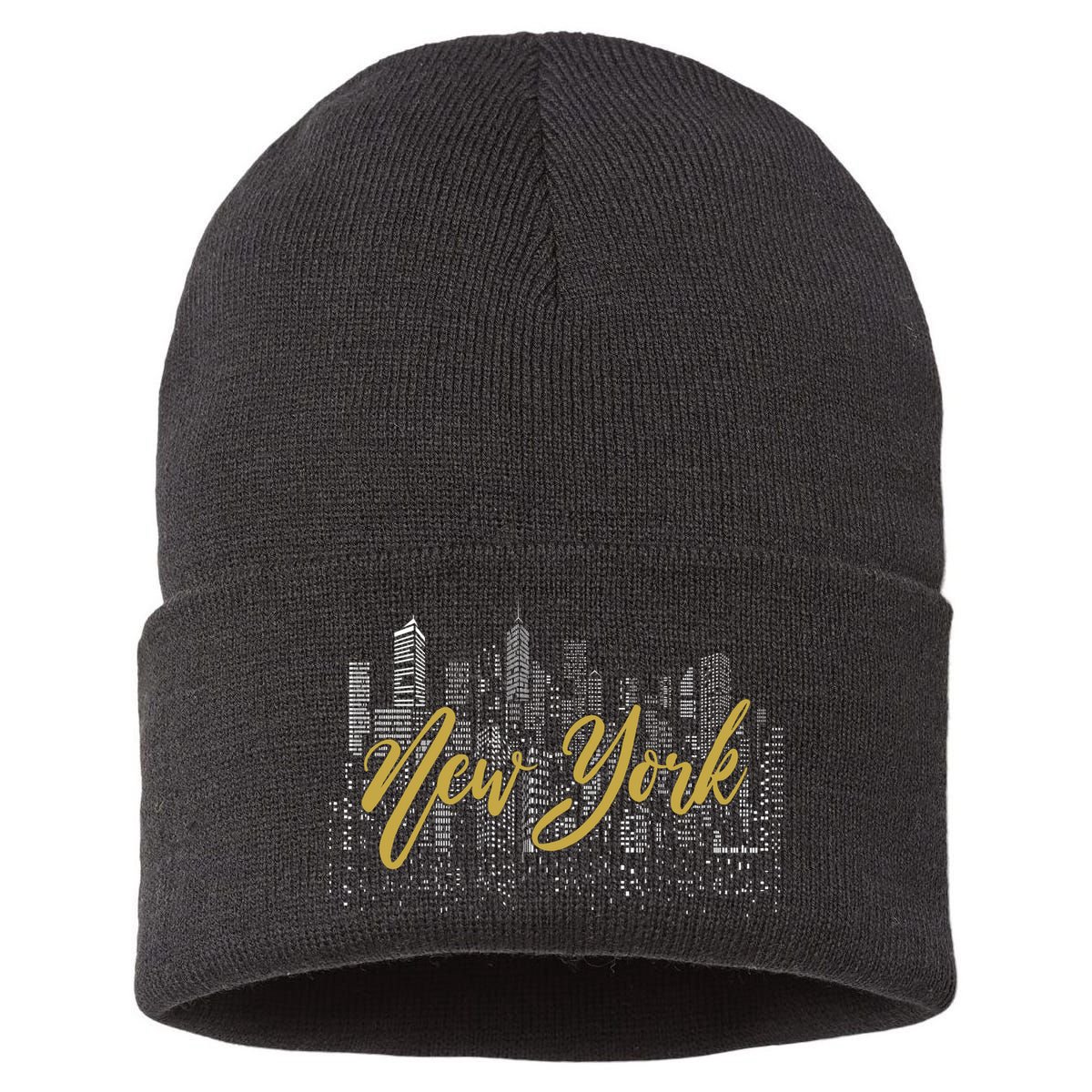 New York City Skyline  Buildings Sustainable Knit Beanie