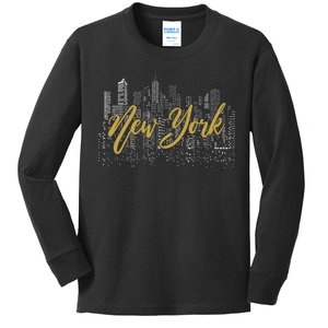 New York City Skyline  Buildings Kids Long Sleeve Shirt