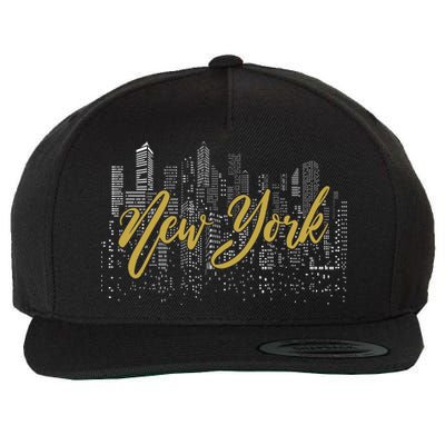 New York City Skyline  Buildings Wool Snapback Cap