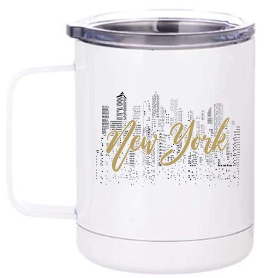 New York City Skyline  Buildings 12 oz Stainless Steel Tumbler Cup