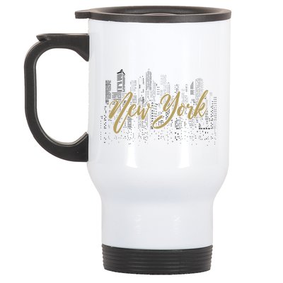 New York City Skyline  Buildings Stainless Steel Travel Mug