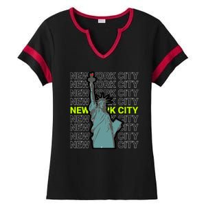 New York City Statue of Liberty Ladies Halftime Notch Neck Tee