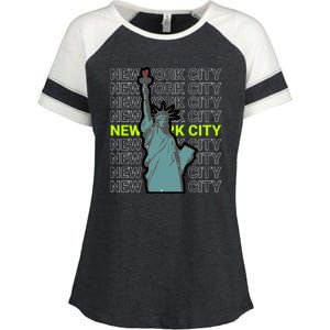 New York City Statue of Liberty Enza Ladies Jersey Colorblock Tee