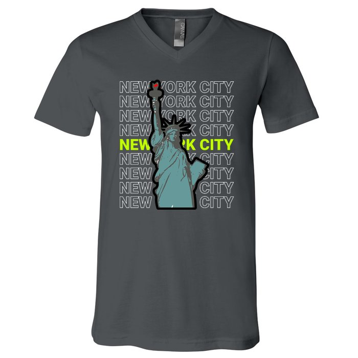 New York City Statue of Liberty V-Neck T-Shirt