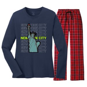 New York City Statue of Liberty Women's Long Sleeve Flannel Pajama Set 