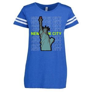 New York City Statue of Liberty Enza Ladies Jersey Football T-Shirt