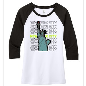 New York City Statue of Liberty Women's Tri-Blend 3/4-Sleeve Raglan Shirt