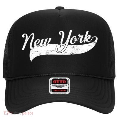New York Classic Logo High Crown Mesh Back Trucker Hat