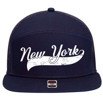 New York Classic Logo 7 Panel Mesh Trucker Snapback Hat