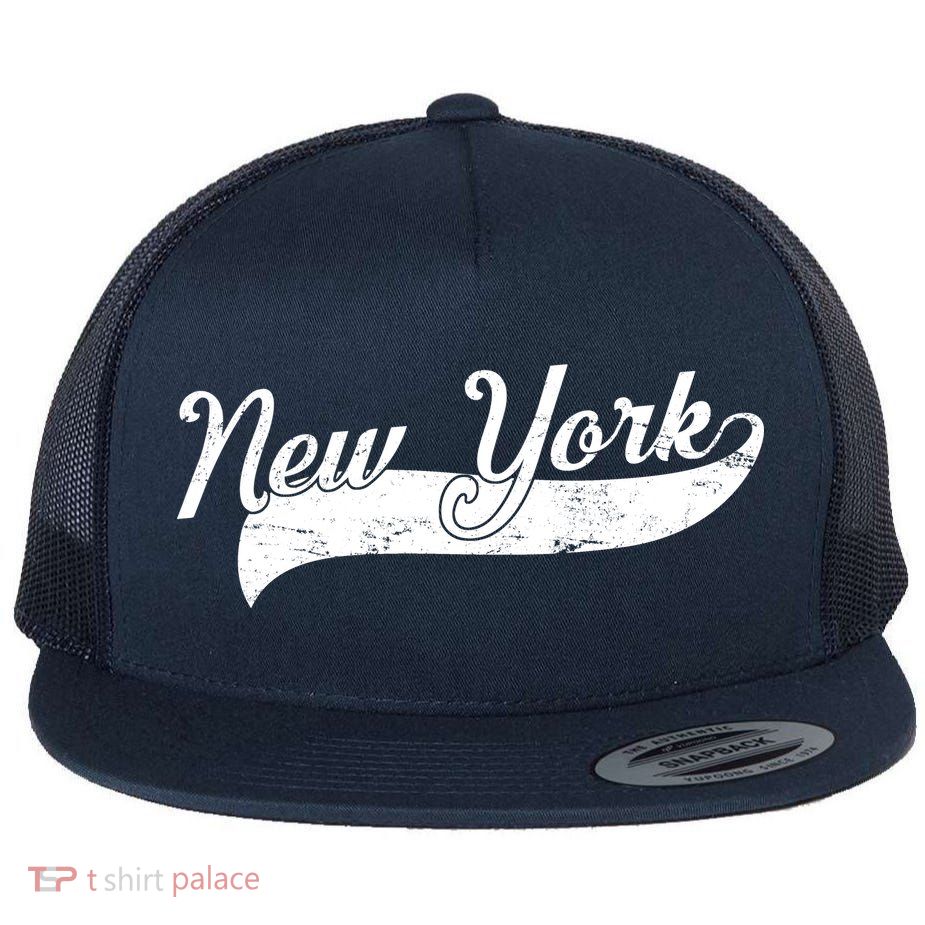 New York Classic Logo Flat Bill Trucker Hat