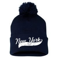 New York Classic Logo Pom Pom 12in Knit Beanie