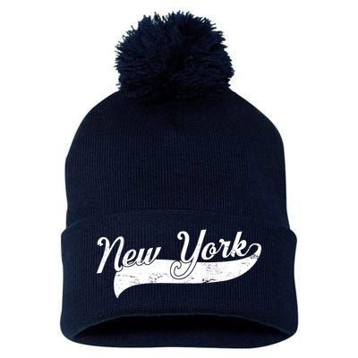 New York Classic Logo Pom Pom 12in Knit Beanie