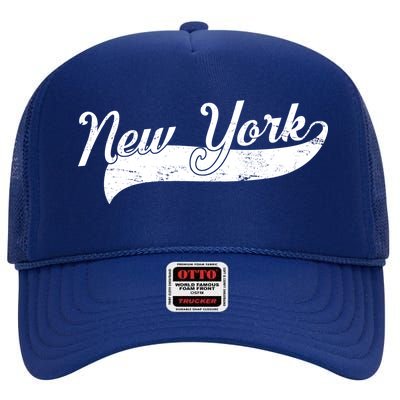 New York Classic Logo High Crown Mesh Back Trucker Hat