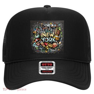 New York Illustration High Crown Mesh Back Trucker Hat