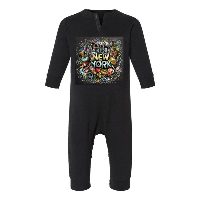 New York Illustration Infant Fleece One Piece