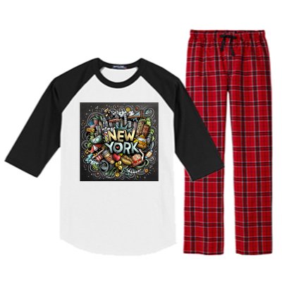 New York Illustration Raglan Sleeve Pajama Set