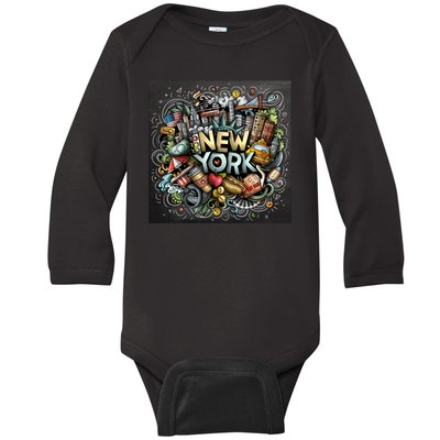 New York Illustration Baby Long Sleeve Bodysuit