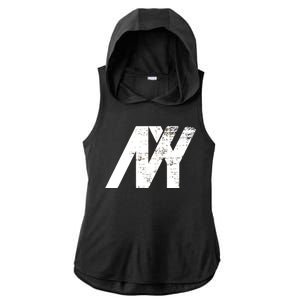 New York NY Grunge Ladies PosiCharge Tri-Blend Wicking Draft Hoodie Tank