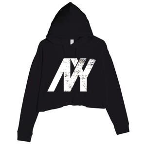 New York NY Grunge Crop Fleece Hoodie