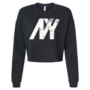 New York NY Grunge Cropped Pullover Crew