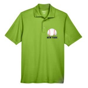 New York Skyline Baseball Sports Fan Men's Origin Performance Pique Polo