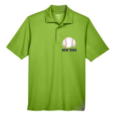 New York Skyline Baseball Sports Fan Men's Origin Performance Pique Polo