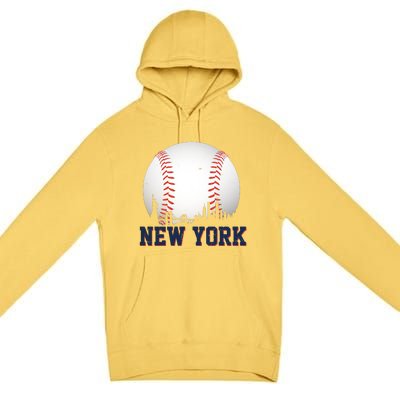 New York Skyline Baseball Sports Fan Premium Pullover Hoodie