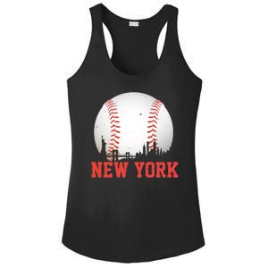 New York Skyline Baseball Sports Fan Ladies PosiCharge Competitor Racerback Tank