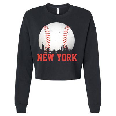 New York Skyline Baseball Sports Fan Cropped Pullover Crew