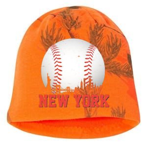 New York Skyline Baseball Sports Fan Kati - Camo Knit Beanie