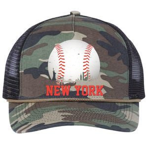 New York Skyline Baseball Sports Fan Retro Rope Trucker Hat Cap