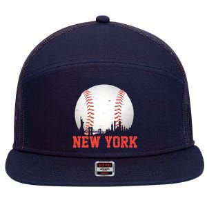 New York Skyline Baseball Sports Fan 7 Panel Mesh Trucker Snapback Hat