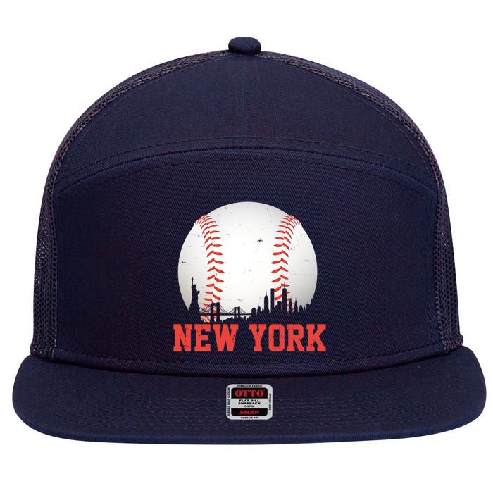 New York Skyline Baseball Sports Fan 7 Panel Mesh Trucker Snapback Hat