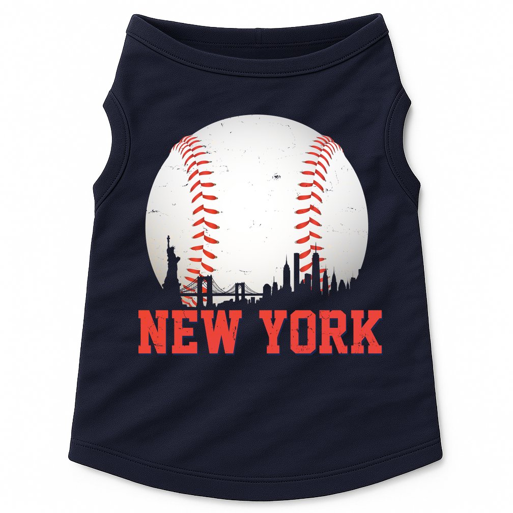 New York Skyline Baseball Sports Fan Doggie Tank