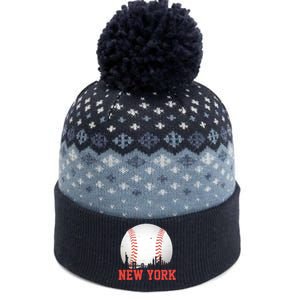 New York Skyline Baseball Sports Fan The Baniff Cuffed Pom Beanie