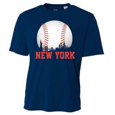 New York Skyline Baseball Sports Fan Cooling Performance Crew T-Shirt