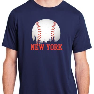 New York Skyline Baseball Sports Fan Adult ChromaSoft Performance T-Shirt