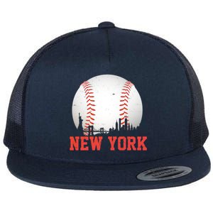 New York Skyline Baseball Sports Fan Flat Bill Trucker Hat