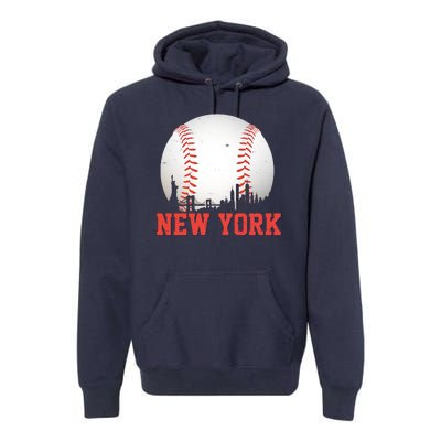 New York Skyline Baseball Sports Fan Premium Hoodie