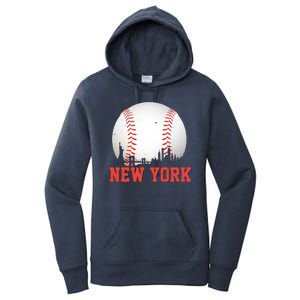 New York Skyline Baseball Sports Fan Women's Pullover Hoodie