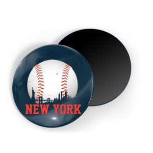 New York Skyline Baseball Sports Fan Magnet