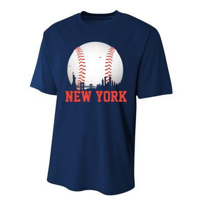 New York Skyline Baseball Sports Fan Performance Sprint T-Shirt