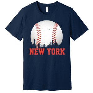 New York Skyline Baseball Sports Fan Premium T-Shirt