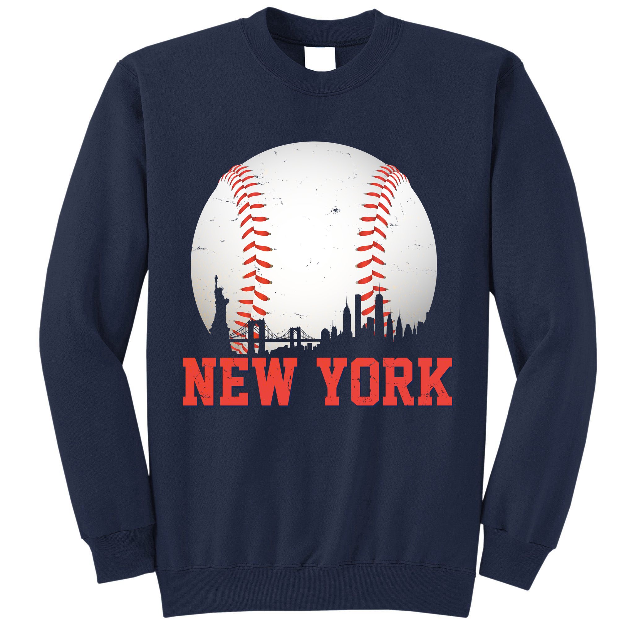 New York Skyline Baseball Sports Fan Tall Sweatshirt